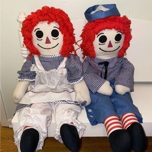 Raggedy Ann and Andy vintage dolls 3 foot tall.